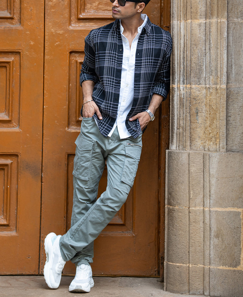 black structured checked shirt black structured checked shirt
