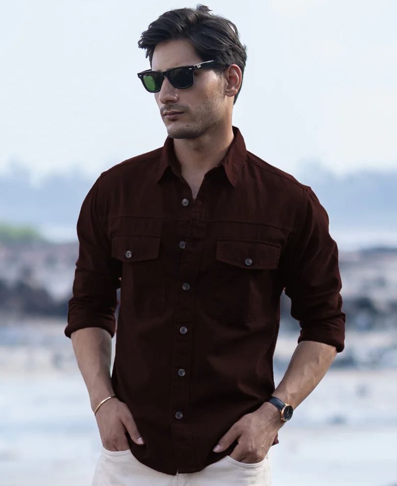 wine structured overshirt with pockets wine structured overshirt with pockets