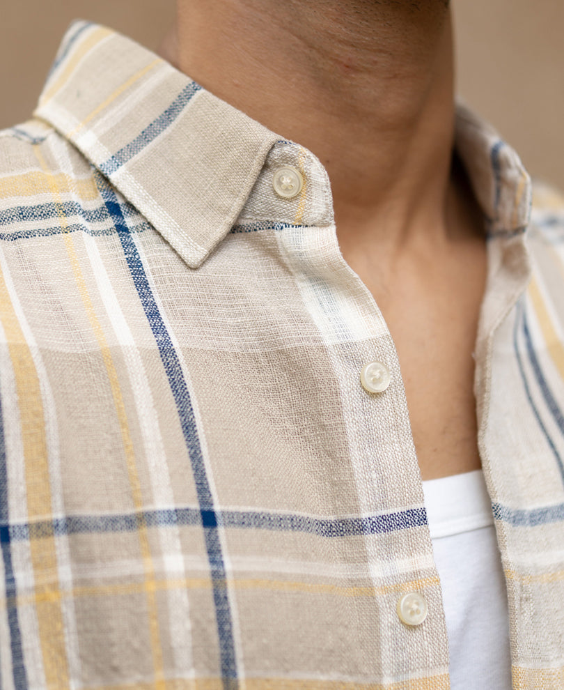 beige lightweight structure checks shirt beige lightweight structure checks shirt