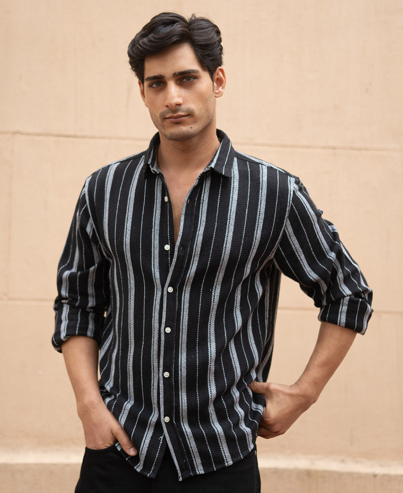 black structured stripe shirt black structured stripe shirt