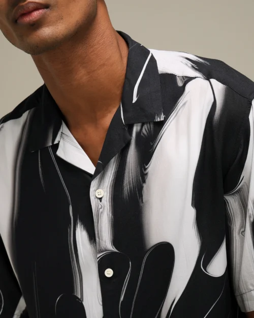 black lightweight printed shirt