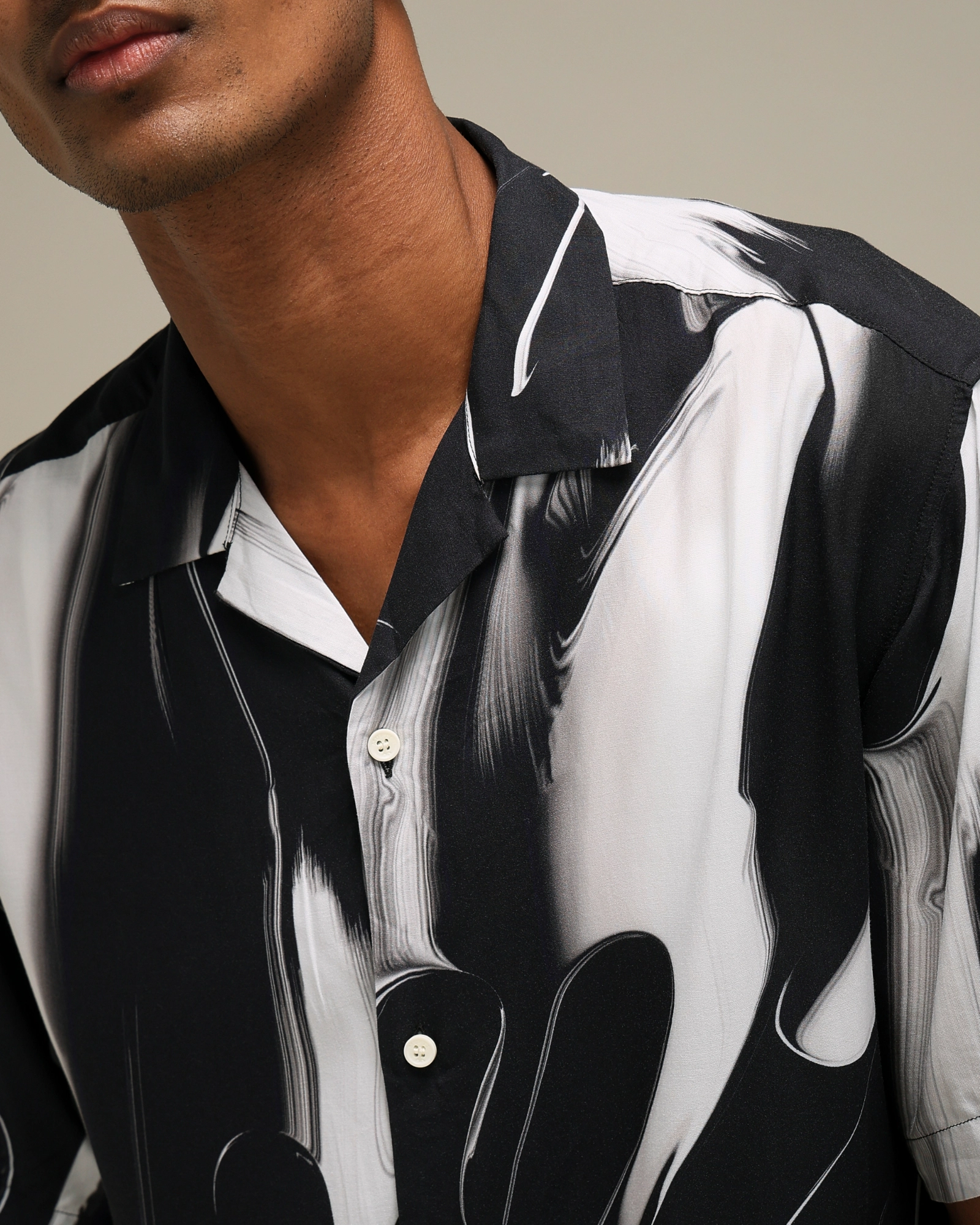 black lightweight printed shirt black lightweight printed shirt