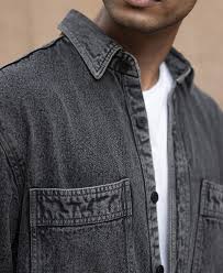 charcoal washed denim overshirt charcoal washed denim overshirt