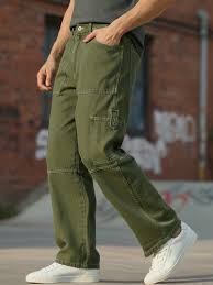 light green solid straight fit functional & stylish cargo pant