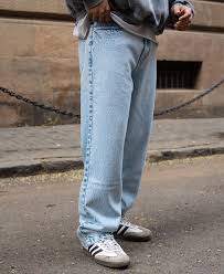 light blue washed baggy jeans