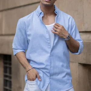 light blue striped shirt