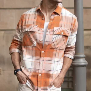 rust structured checked shirt