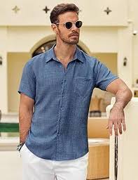 light blue slub textured shirt