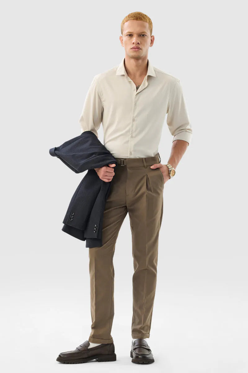 beige solid slim fit luxe shirts – premium elegant minimal style beige solid slim fit luxe shirts – premium elegant minimal style