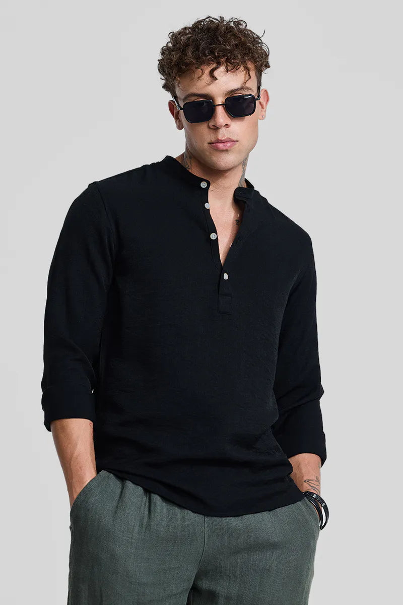 black textured slim fit kurta – modern & elegant ethnic style black textured slim fit kurta – modern & elegant ethnic style