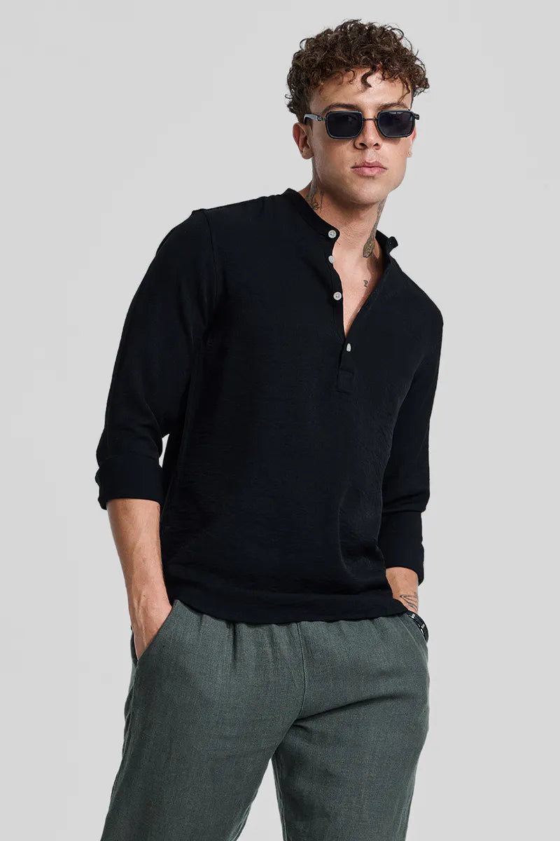 black textured slim fit kurta – modern & elegant ethnic style black textured slim fit kurta – modern & elegant ethnic style