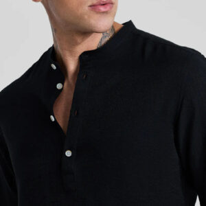 black textured slim fit kurta – modern & elegant ethnic style