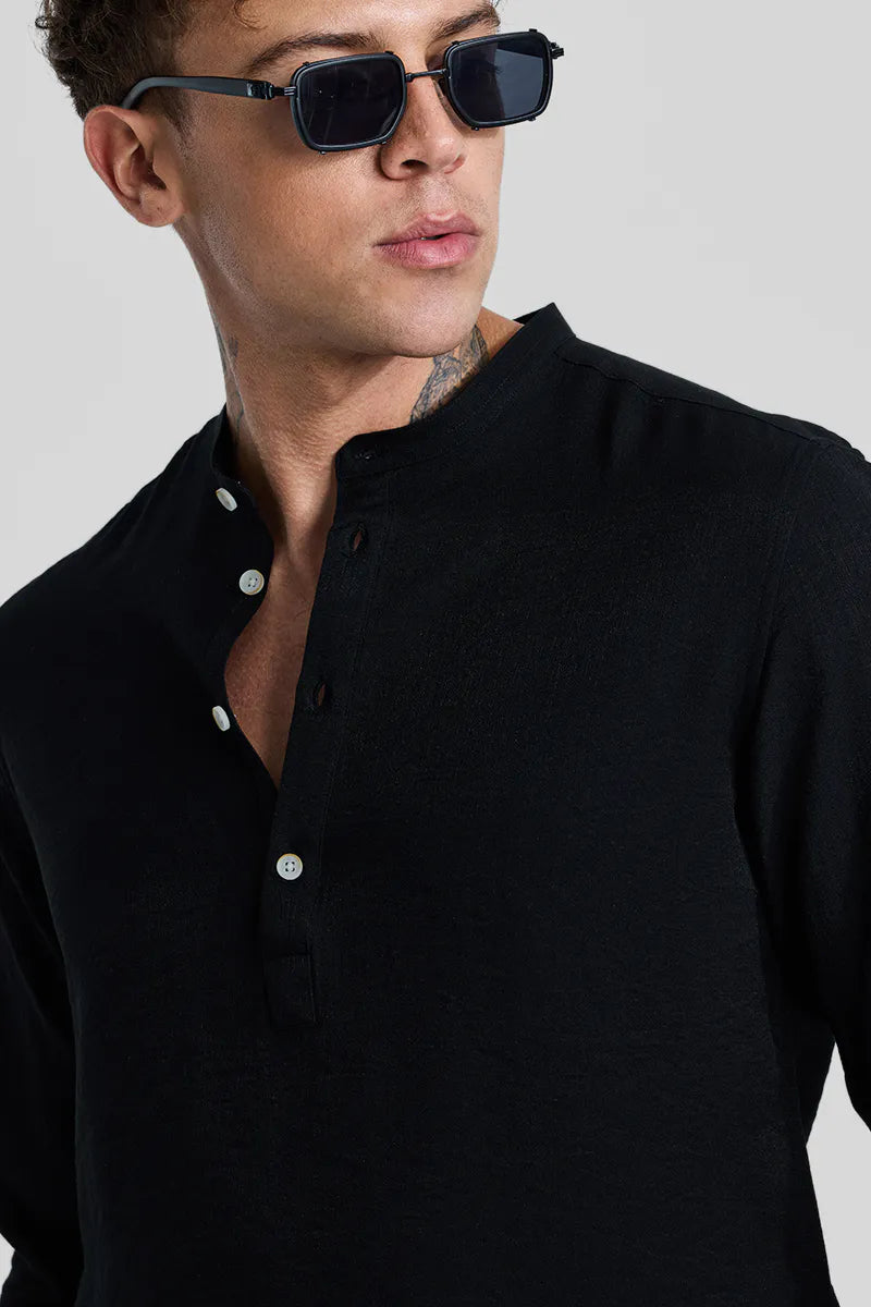 black textured slim fit kurta – modern & elegant ethnic style black textured slim fit kurta – modern & elegant ethnic style