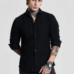 black textured slim fit shirts – sleek & modern style