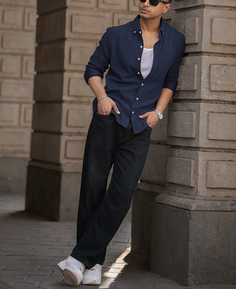 blue corduroy regular fit full sleeves shirt blue corduroy regular fit full sleeves shirt