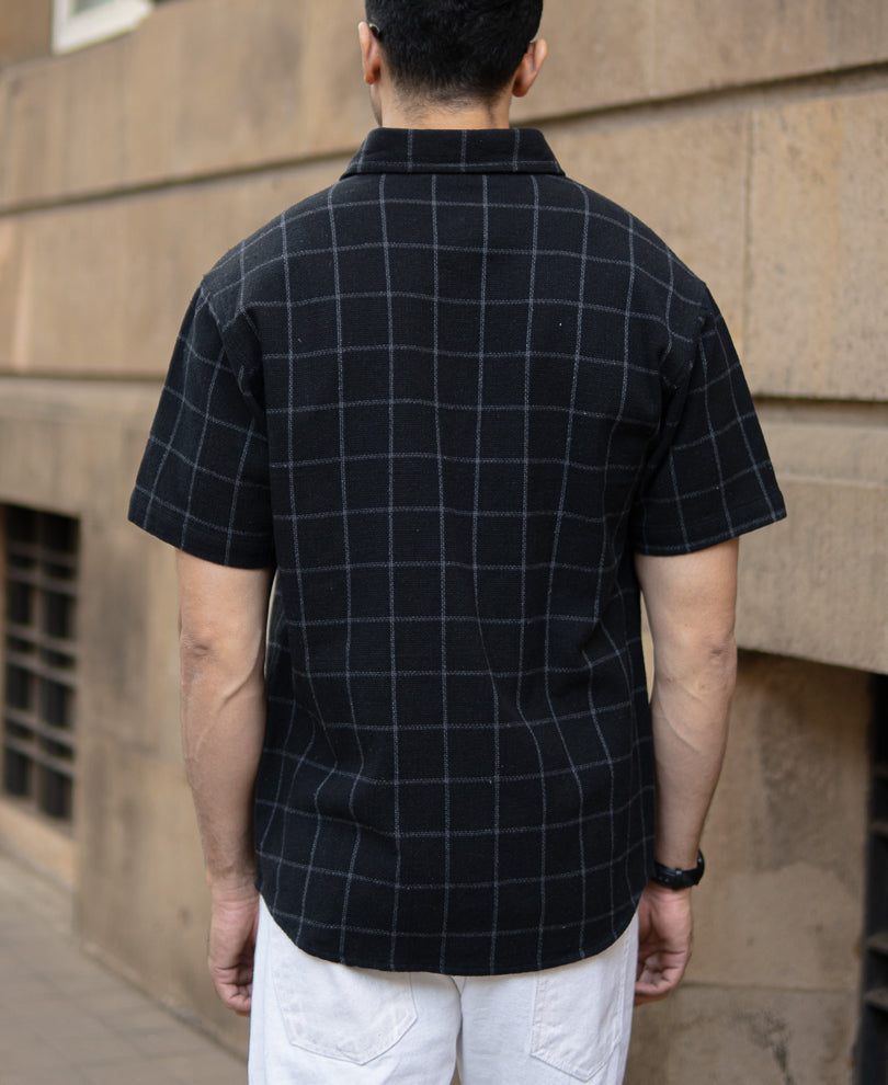 black structured checks shirt black structured checks shirt