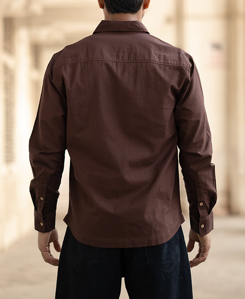 brown full sleeves regular fit linen shirt brown full sleeves regular fit linen shirt