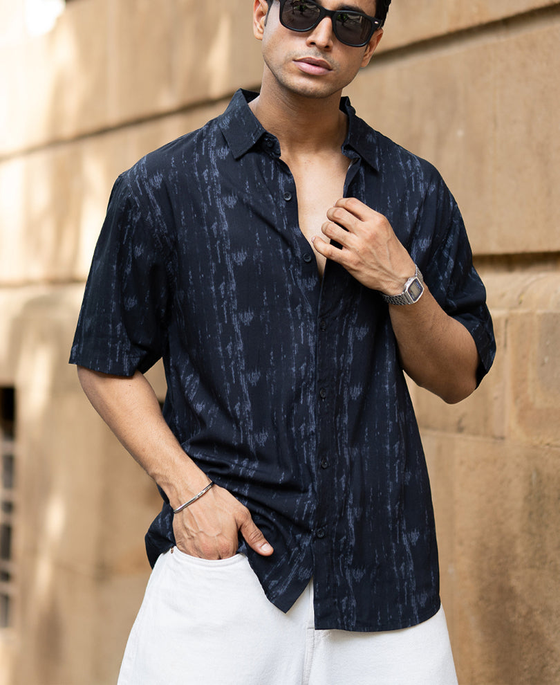 black abstract lightweight print shirt black abstract lightweight print shirt