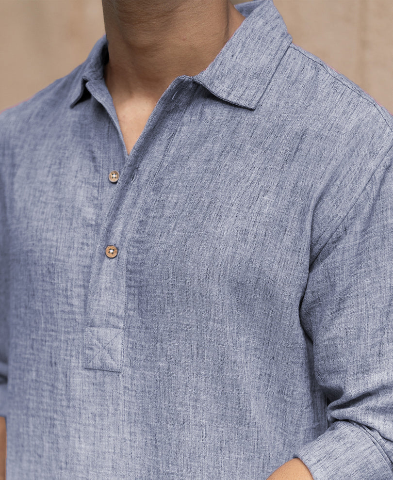 blue slub kurta shirt blue slub kurta shirt