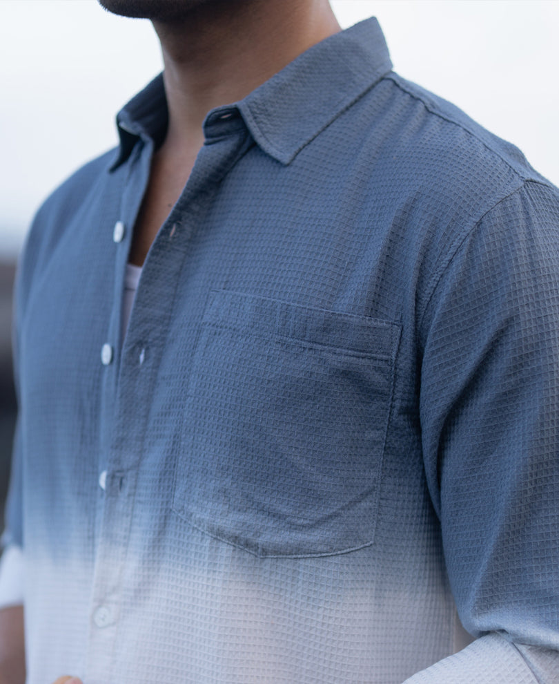 blue structured ombre shirt blue structured ombre shirt