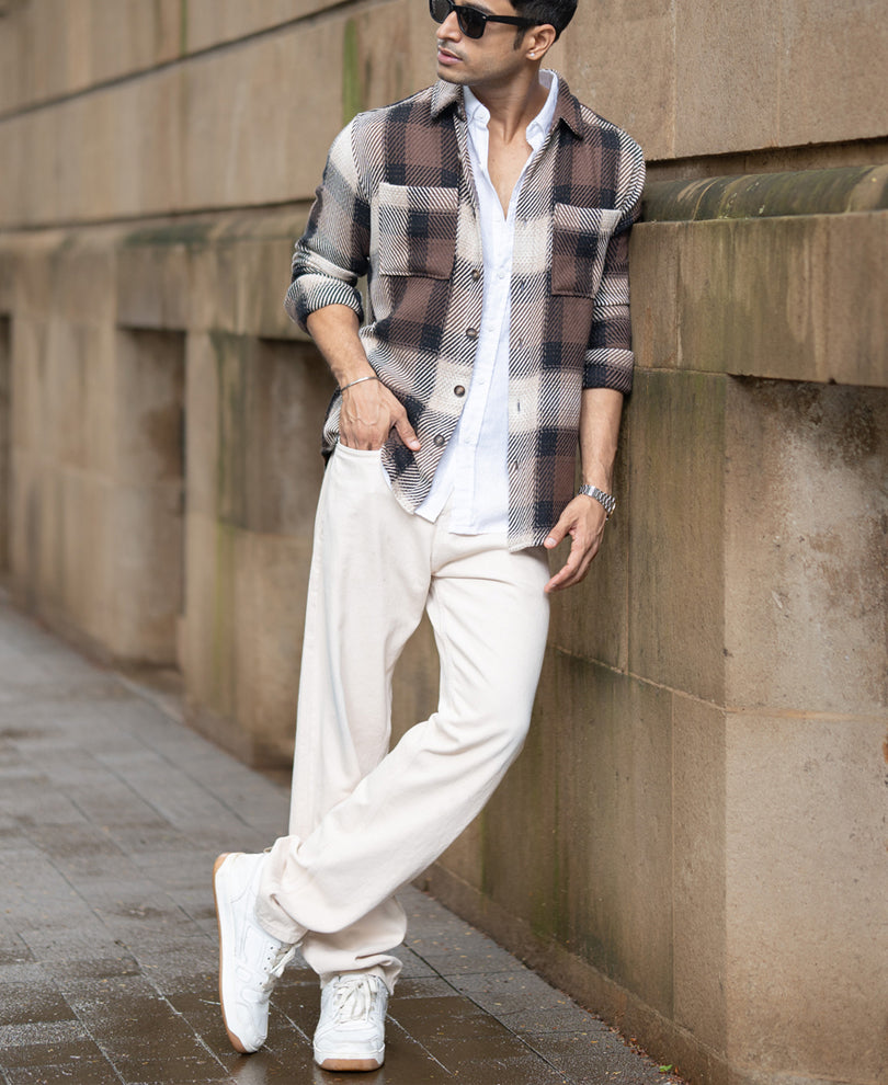 brown twill check shirt brown twill check shirt