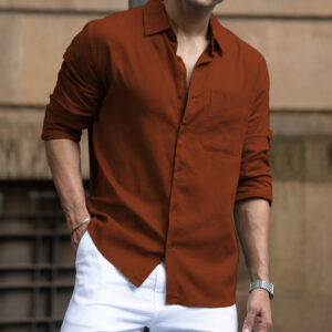 bombay brown linen blend shirt