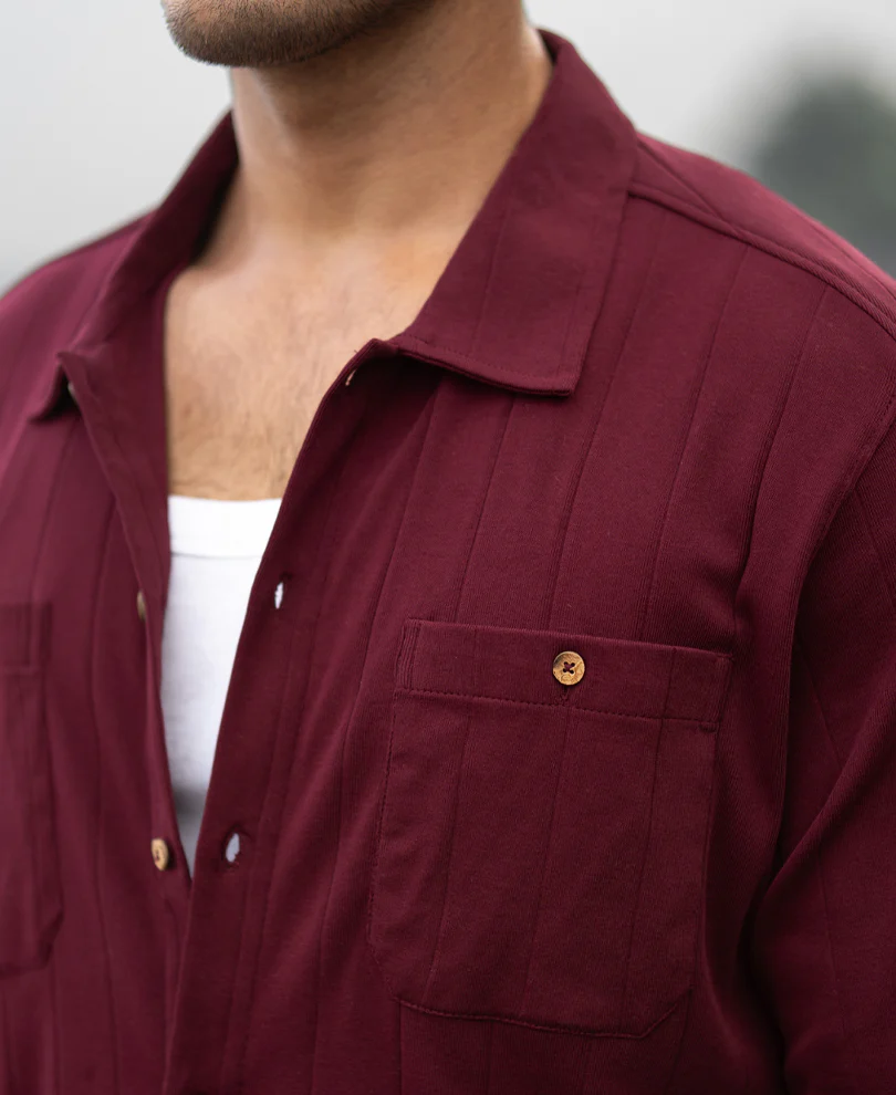 wine striped knitted shirt wine striped knitted shirt