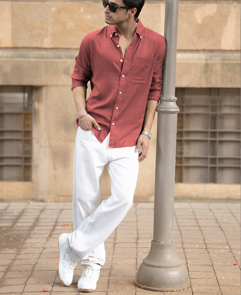 brick linen blend shirt brick linen blend shirt