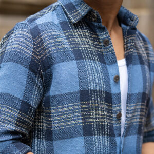 Home blue ombre check shirt