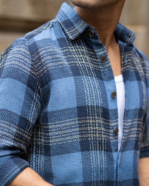 blue ombre check shirt