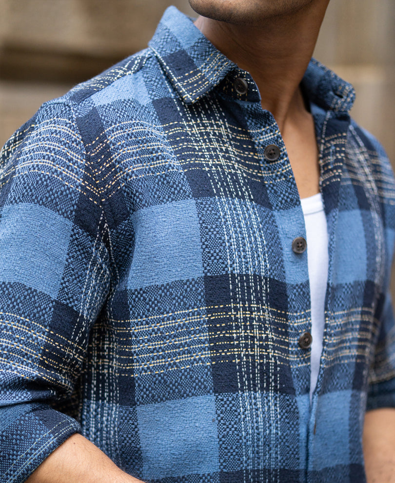 blue ombre check shirt blue ombre check shirt