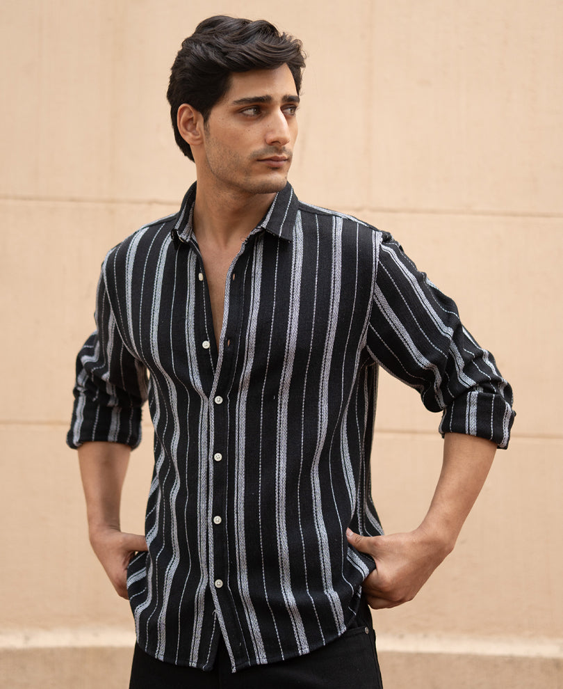 black structured stripe shirt black structured stripe shirt