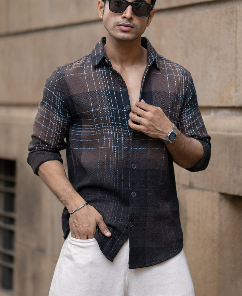brown ombre checks shirt brown ombre checks shirt