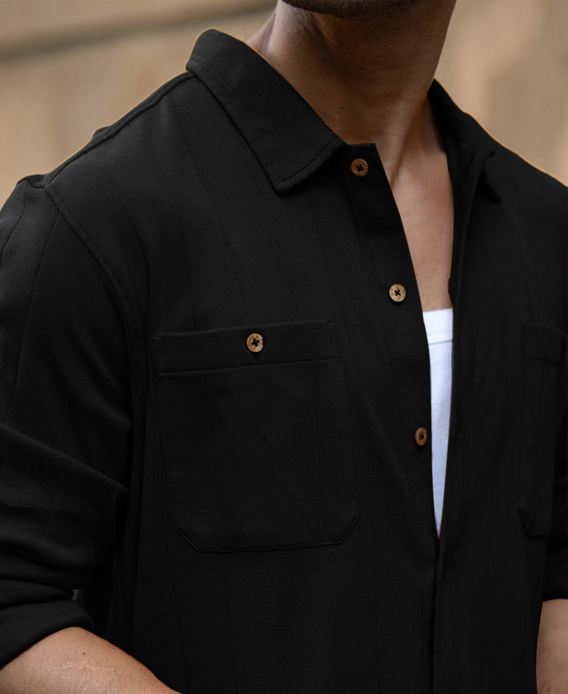 black double pocket knit shirt black double pocket knit shirt
