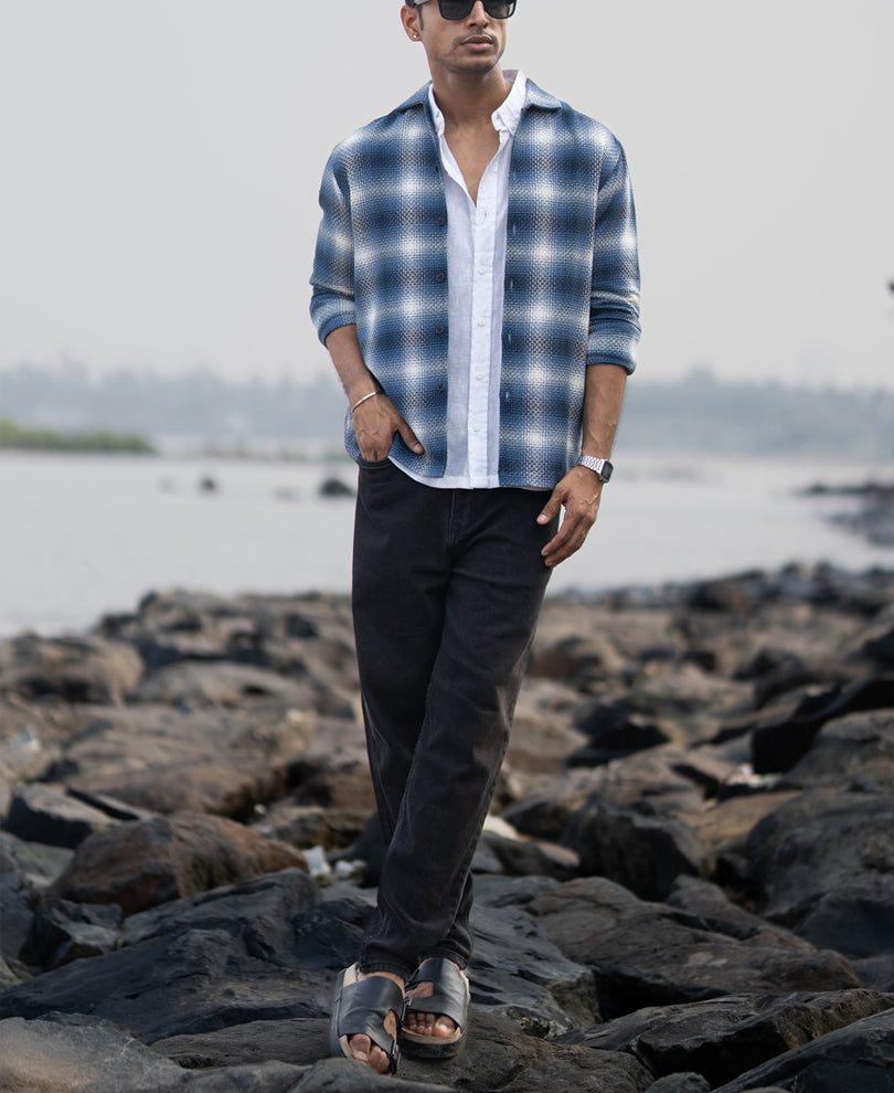 blue structured checks overshirt blue structured checks overshirt
