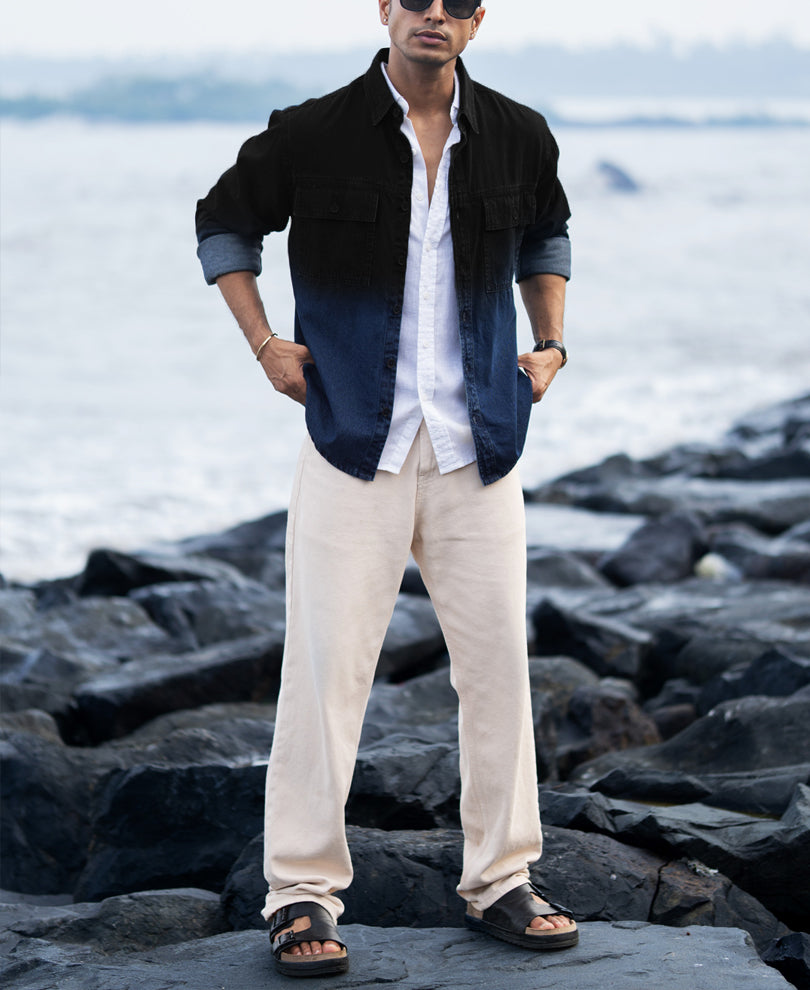 black ombre denim shirt black ombre denim shirt