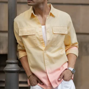 yellow printed stripe flowy shirt