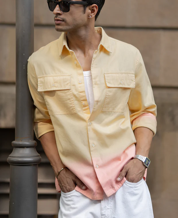 yellow printed stripe flowy shirt yellow printed stripe flowy shirt