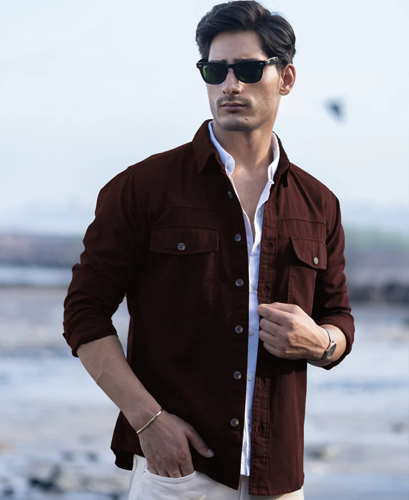 wine structured overshirt with pockets wine structured overshirt with pockets