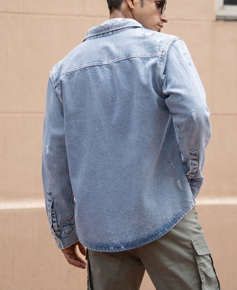 blue denim regular fit full sleeves shirt blue denim regular fit full sleeves shirt