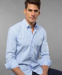 light blue striped button down shirt