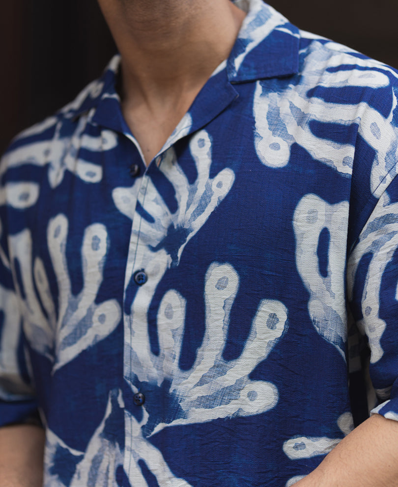 blue oversized half sleeves shirt blue oversized half sleeves shirt