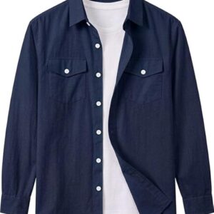 navy blue and white checked regular fit full sleeves shirt
