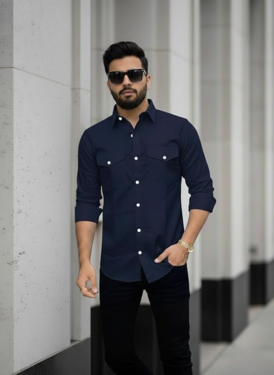 navy blue printed regular fit half sleeves shirt navy blue printed regular fit half sleeves shirt