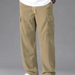olive nylon relaxed fit cargo pants with utility pockets