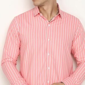 men's cotton casual wear striped regular fit shirt