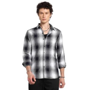 navy ombre checks shirt