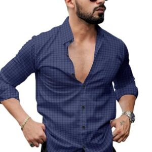navy knitted button down shirt