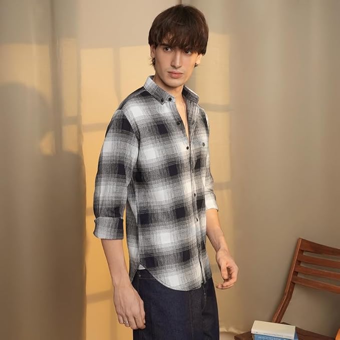 navy ombre checks shirt navy ombre checks shirt