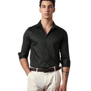pine green textured cotton overshirt